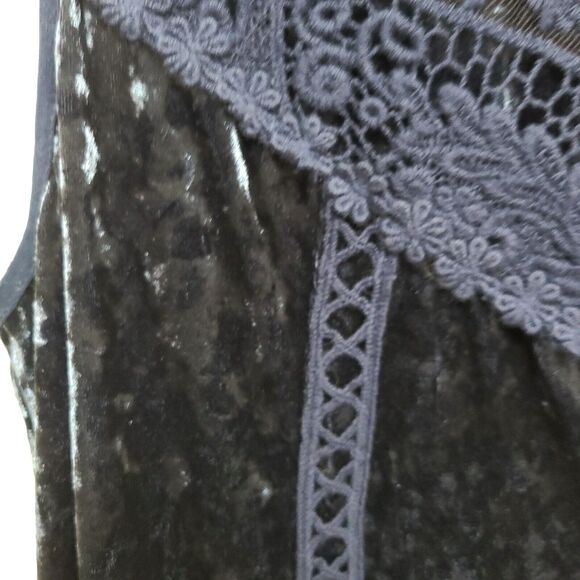 Entro Women's SZ M Velvet Crochet Lace Shift Mini Dress Sapphire Blue Sleeveless - Picture 3 of 10